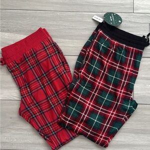 LITTLE SLEEPIES Red and Green Plaid Pajama Bottoms - Bundle of 2